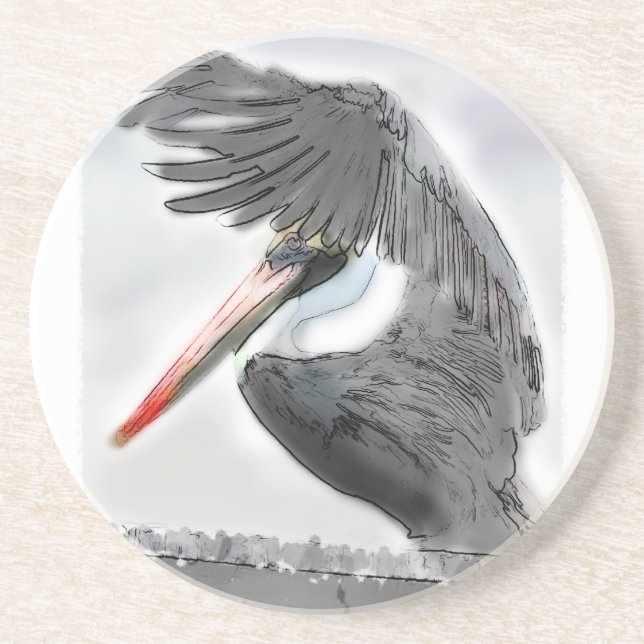 Dessous De Verre En Grès Salut de pélican (Devant)