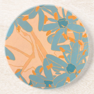 Dessous De Verre En Grès Sandstone Coaster Contemporary Leaf Design Peach