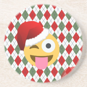 Dessous De Verre En Grès santa claus wink emoji
