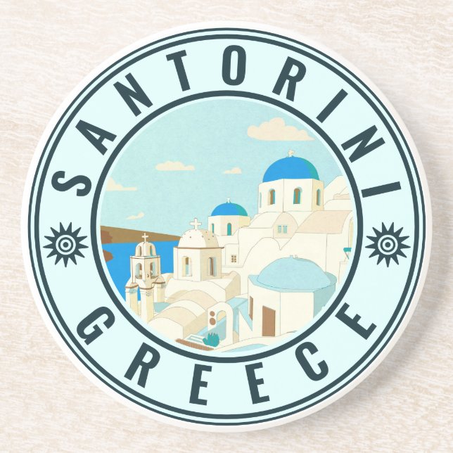 Dessous De Verre En Grès Santorini Grèce île Vintage voyage Souvenir (Devant)