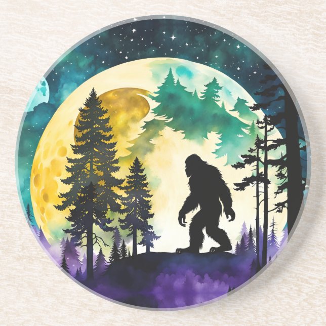 Dessous De Verre En Grès Sasquatch pleine lune (Devant)