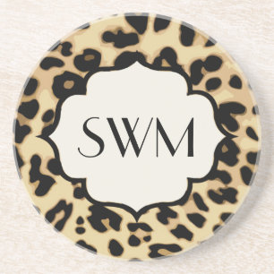 Dessous De Verre En Grès Sassy Empreinte de léopard Monogramme