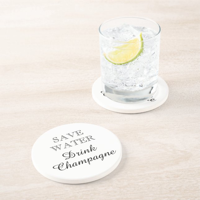Dessous De Verre En Grès Sauvez de l'eau Boire Champagne drôle rond (Côté)