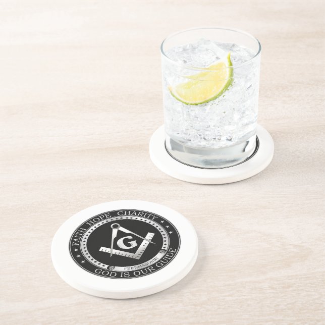 Dessous De Verre En Grès Sceau de franc-maçonnerie (Côté)