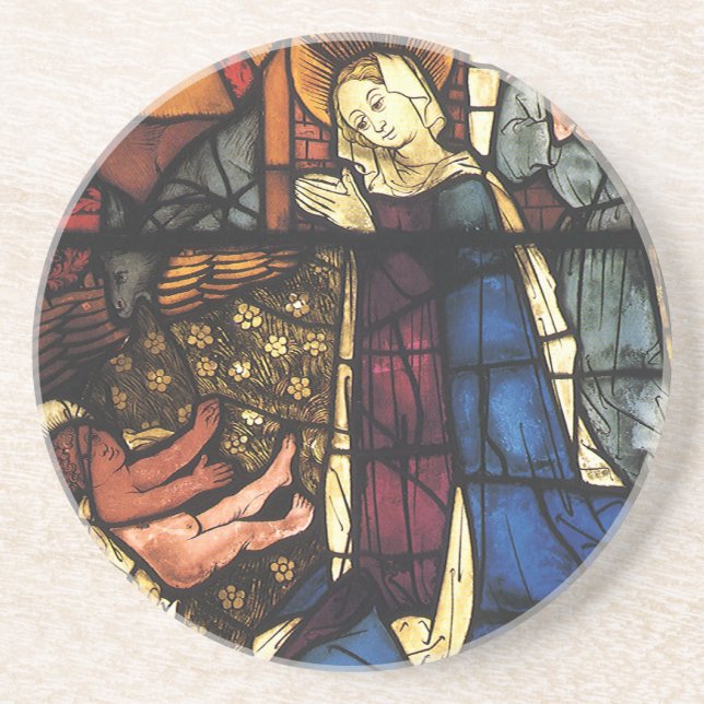 Dessous De Verre En Grès Scène de la Nativité de Noël Vintage en Verre (Devant)