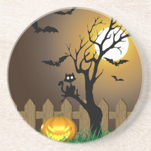 Dessous De Verre En Grès Scène effrayante du jardin d'Halloween