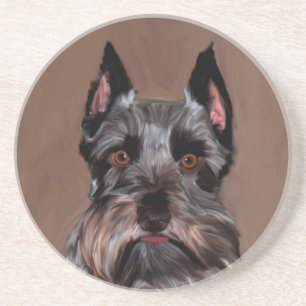 Dessous De Verre En Grès Schnauzer Miniature peinture couleur de l'eau