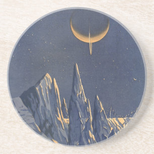 Dessous De Verre En Grès Science-Fiction vintage, Croissant Lune Planète Ne