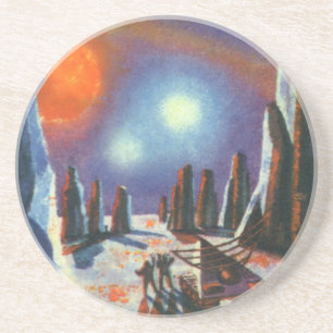 Dessous De Verre En Grès Science Fiction vintage Planète étrangère avec Ali