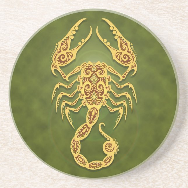 Dessous De Verre En Grès Scorpion tribal vert complexe (Devant)