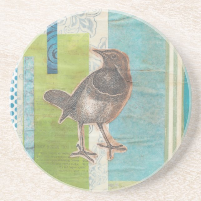 Dessous De Verre En Grès Scrapbook Avian I (Devant)