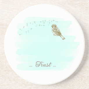 Dessous de verre en grès scripturaire et oiseaux A