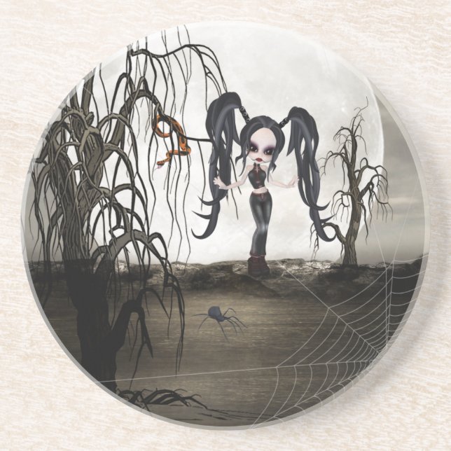 Dessous De Verre En Grès Sepia Goth Girl (Devant)