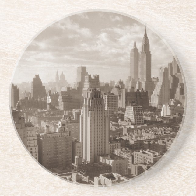 Dessous De Verre En Grès Sepia New York (Devant)