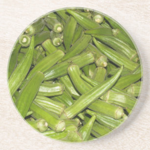 Dessous De Verre En Grès Série agricole — Okra vert frais—Dessous de verre