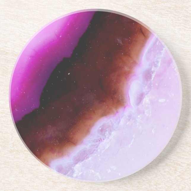 Dessous De Verre En Grès Série Gemstone - Agneau Violet Avec Quartz (Devant)