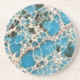 Dessous De Verre En Grès Série Gemstone - Mosaïque Turquoise