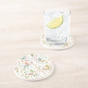Dessous De Verre En Grès Shabby Birds & Branches Blanc