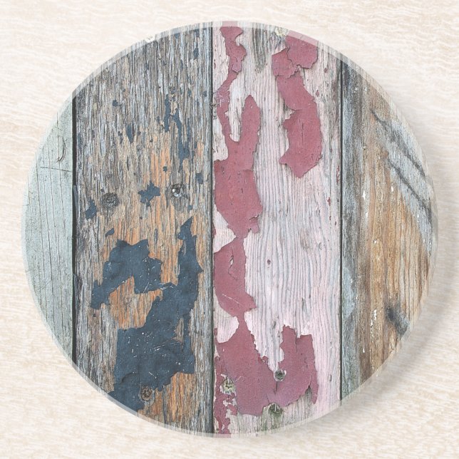 Dessous De Verre En Grès Shabby Chic Wood Abstrait (Devant)