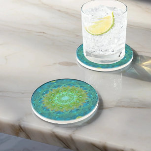 Dessous De Verre En Grès Shambala Tantric Nymphaea mandala art