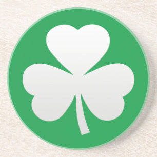 Dessous De Verre En Grès Shamrock blanc vert de la Saint-Patrick
