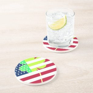 Dessous De Verre En Grès Shamrock du drapeau irlandais américain Clover St.