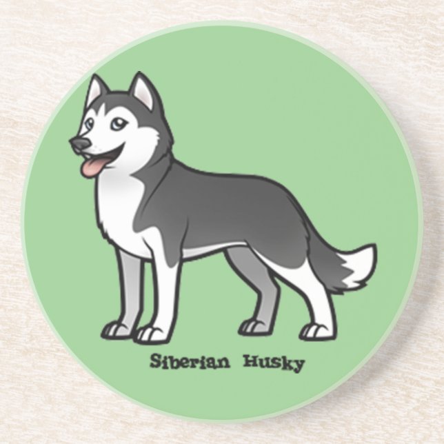 Dessous De Verre En Grès Sibérien Husky (Devant)