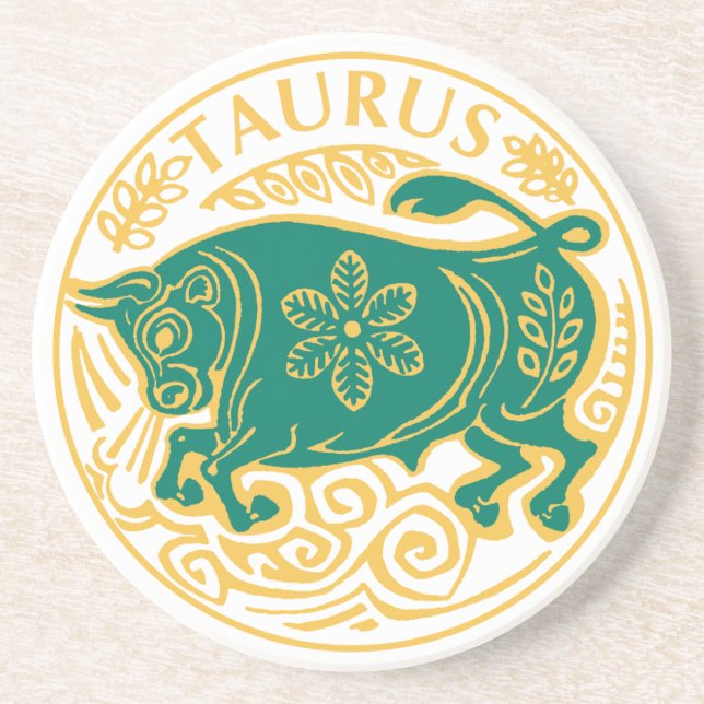 Dessous De Verre En Grès Signe de Taurus du Zodiaque sur un (Devant)