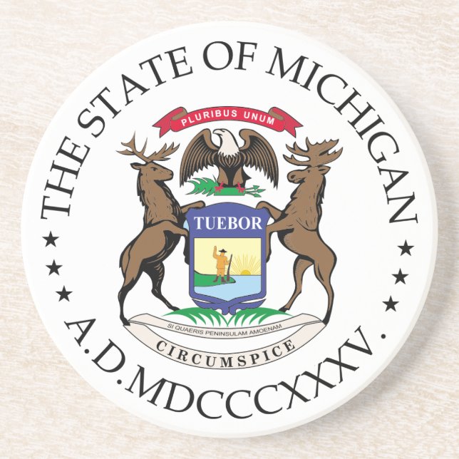 Dessous De Verre En Grès signe du Michigan (Devant)