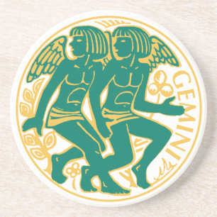 Dessous De Verre En Grès Signe Gemini du Zodiaque sur un