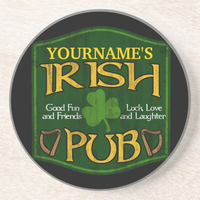 Dessous De Verre En Grès Signe irlandais personnalisé de Pub (Devant)