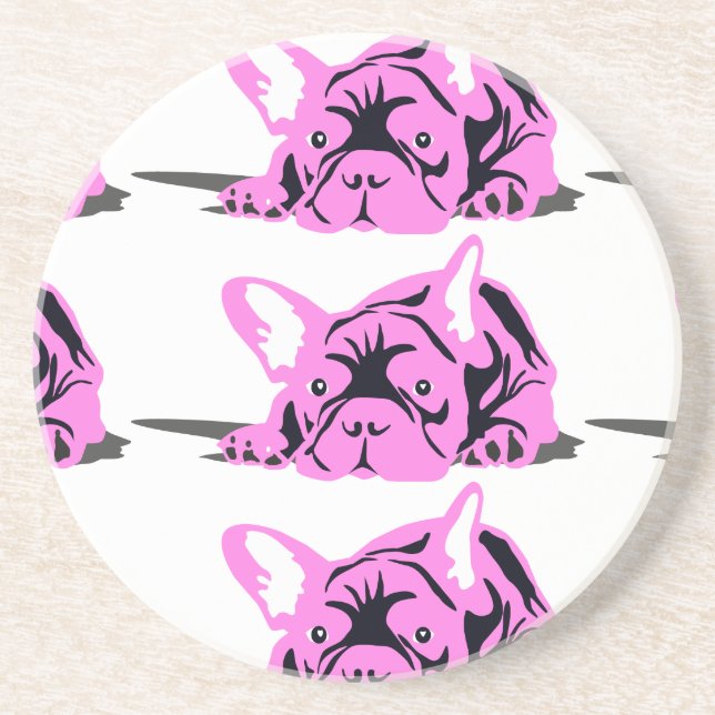 Dessous De Verre En Grès Silhouette de Bouledogue Français (Devant)