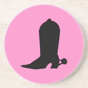 Dessous De Verre En Grès Silhouette de démarrage de la fille sur rose