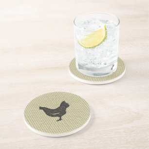 Dessous De Verre En Grès Silhouette de poulet rustique 