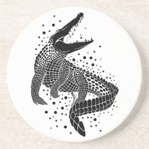 Dessous De Verre En Grès Silhouette noire d'un crocodile