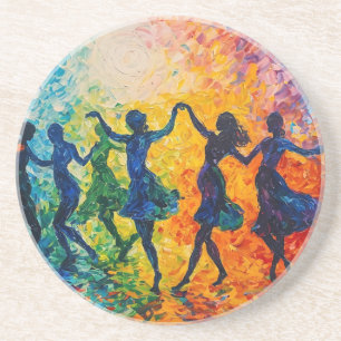 Dessous De Verre En Grès Silhouettes colorées dansant