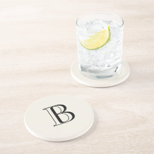 Dessous De Verre En Grès Simple Crème & Noir Monogramme Crème 