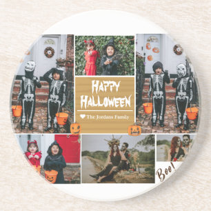 Dessous De Verre En Grès Simple moderne Happy Halloween photo collage famil