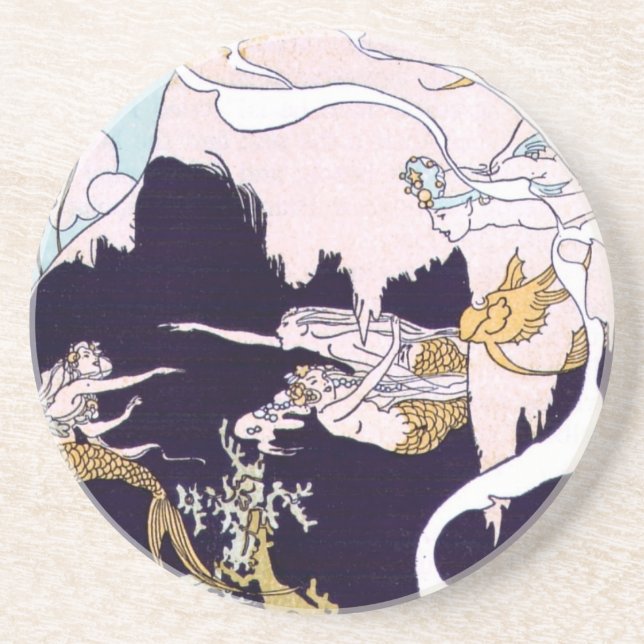 Dessous De Verre En Grès Sirènes d'art déco (Devant)