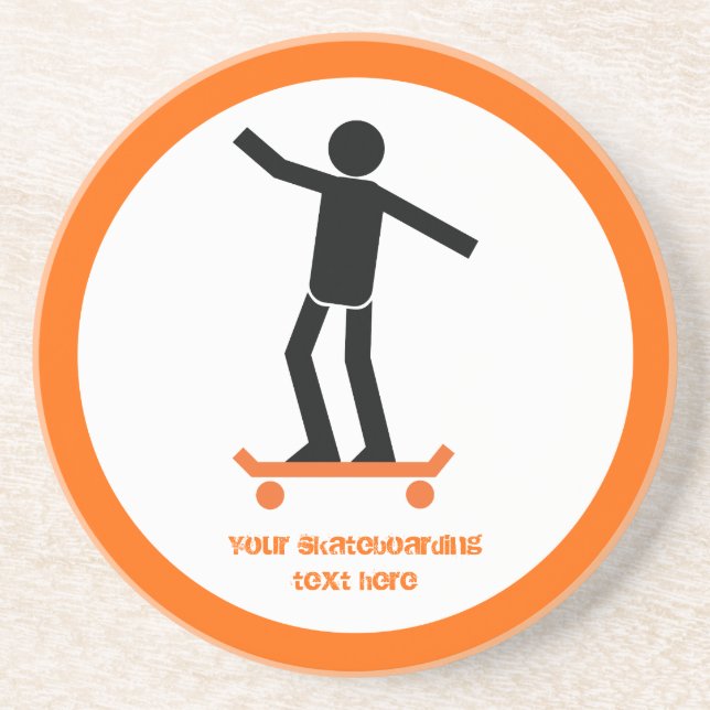 Dessous De Verre En Grès Skateboardeur sur son skateboard personnalisé (Devant)