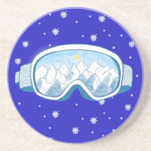 Dessous De Verre En Grès Ski Goggers Snowflake Dance