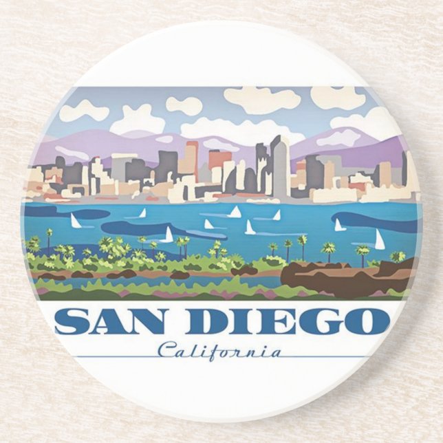 Dessous De Verre En Grès Skyline San Diego (Devant)