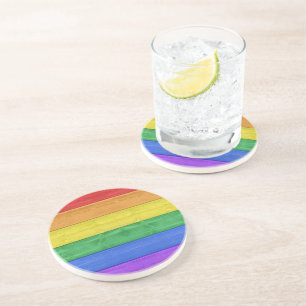 Dessous De Verre En Grès SlipperyJoe's classique arc-en-ciel tactile fait m