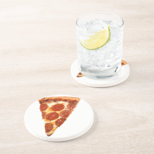 Dessous De Verre En Grès SlipperyJoe's classique pepperoni pizza tranche fo