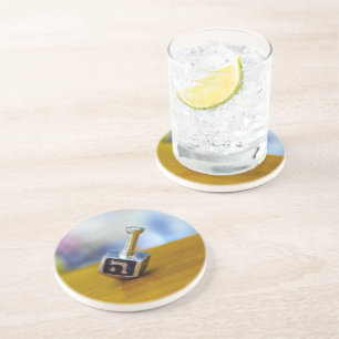 Dessous De Verre En Grès SlipperyJoe's Happy Hanoukka à quatre côtés