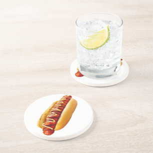 Dessous De Verre En Grès SlipperyJoe's hot dog ambiance estivale BBQ niché 