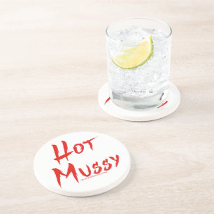 Dessous De Verre En Grès SlipperyJoe's hot mussy audacieux texte rouge vif 
