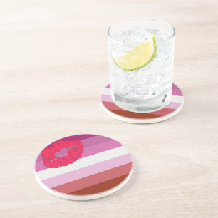 Dessous De Verre En Grès SlipperyJoe's Lipstick Lesbian Pride Drapeau gay c