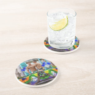 Dessous De Verre En Grès SlipperyJoe's Mardi Gras Hommes violet or vert bal