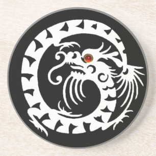 Dessous De Verre En Grès SNAKE DRAGON noir blanc rouge rubis